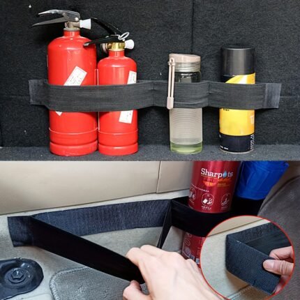 Car Trunk Storage Fixed Belt Nylon Fire Extinguisher Storage Fixing Belt Loop Strap Black Trunk Organizer Strap Car Accessories