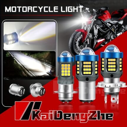 Kaidengzhe 66Led Motorcycle Headlight, H4 Ba20D P15D, 3000Lm High/Low Beam, 12-24V Led Light For Street Motor Scooters, All Car Compatible, Hardwired Power Mode