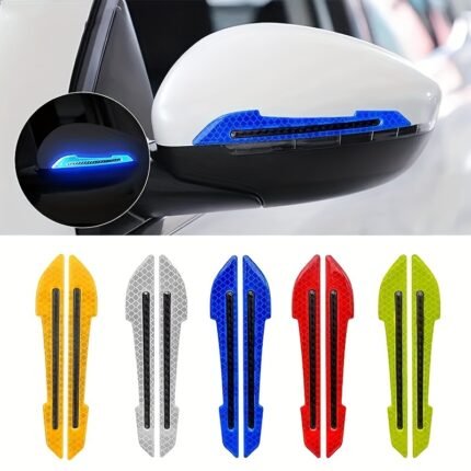 2Pcs Car Rearview Mirror Reflective Stickers, Safety Warning, Anti-Collision, Anti-Bump, Anti-Scratch, Universal Car Exterior Accessories