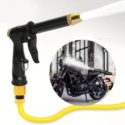 1Pc High-Pressure Motorcycle & Car Wash Water Gun - Durable Plastic Body, Adjustable Nozzle For Garden Hose, Powerful Cleaning Tool For Bikes And Vehicles, Motorcycle Cleaning Tool|Versatile Sprayer|Durable Plastic Gun