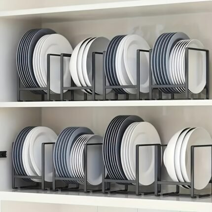 1Pc Drawer Dish Storage Rack Plate Rack Holder Cabinet Inside Kitchen Plate Bowl Drain Rack Large Plate Storage Rack, For Rv Rv Kitchen Cooktop Accessories, Without Battery