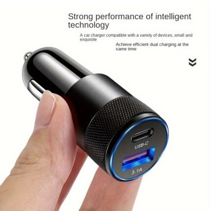 Pd Fast Charging Car Phone Charger With 3.1A Aluminum Alloy Head, Usb + Pd Super Fast Charging For Mobile Devices, Without Battery