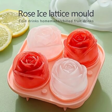 Rose Flower Ice Tray Food Grade Silicone Freezer Ice Cube Mold Homemade Big Block Ice Ball Maker Whiskey Ice Box