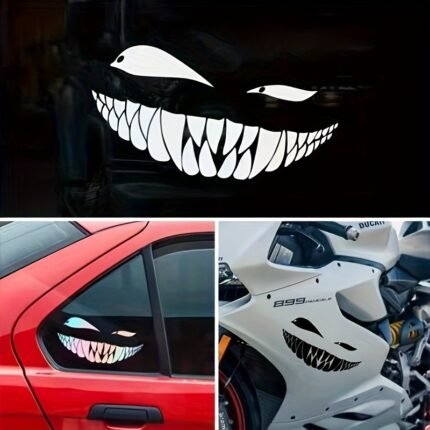 Cute Cross-Eyed Evil Smile Car Sticker Motorcycle Decal Funny Car Body Shape Decorative Window Sticker Vinyl Waterproof