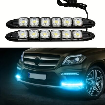 2Pcs Universal Car Led Drl Daytime Running Light Flexible 6Smd White Ice Blue Driving Bulb Car Styling Dc 12V