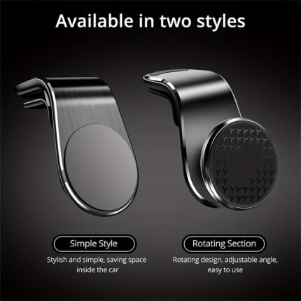 360-Degree Rotating Magnetic Car Phone Holder Stand With An Adjustable Clip For Air Vent, Designed For Gps Smartphones. This Universal Vehicle Mount Supports Hands-Free Use For Iphone, Samsung, And Xiaomi, And Includes A Magnetic Iron As A Bonus Gift.