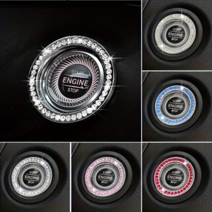 Car One-Button Start Rhinestone Decoration Lgnition Ring Decoration, Thansgiving Christmas New Year Gift