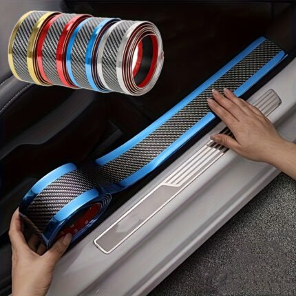 Universal Car Door Sill Protection Strip Carbon Fiber Style Body Rearview Mirrors Bumper Anti-Scratch Protection Stickers Auto Decorations Accessories