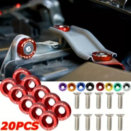 20Pcs (10 Sets) Aluminum M6 X 20 Car Styling Modification Fender Washer License Plate Bolts Car Decoration 8 Colors