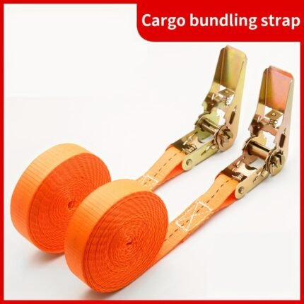 Heavy-Duty Ratchet Cargo Straps With Metal Buckle - Foldable, Wear-Resistant & Non-Slip For Cars And Trucks