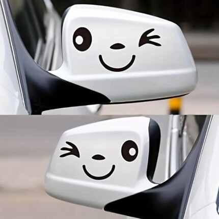 2Pcs Cute Cartoon Smiling Face Car Stickers For Motorcycle Wagon Truck Suv Jeep Laptop Stickers Car Rearview Mirror Stickers For Your Car Rearview
