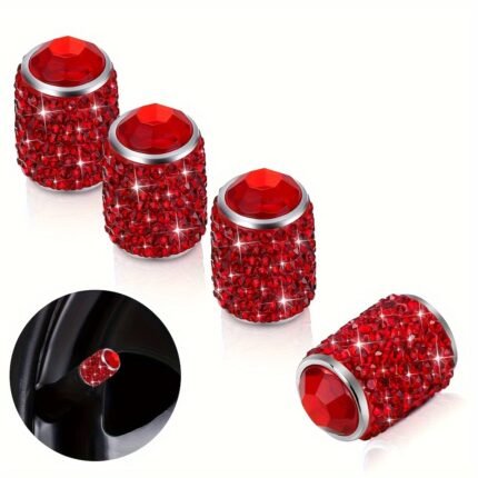 4Pcs Bling Tire Stem Valve Caps, Crystal Tire Caps Shinny Rhinestone Universal Car Tire Valve Caps For Car Suv Motorcycle Bicycle Truck