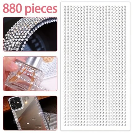 1Sheet 880-Piece 3Mm Synthetic Crystal Artificial Diamond Rhinestone Car/Mobile/Pc Decor Decal Styling Accessories Art Adhesive Scrapbooking Sticker