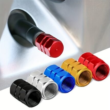 Set Of 4 Aluminum Alloy Valve Caps For Car Tires, Dustproof For Vehicles Including Cars, Motorcycles, Trucks, And Bicycles, Suitable For American Air Valve Caps.
