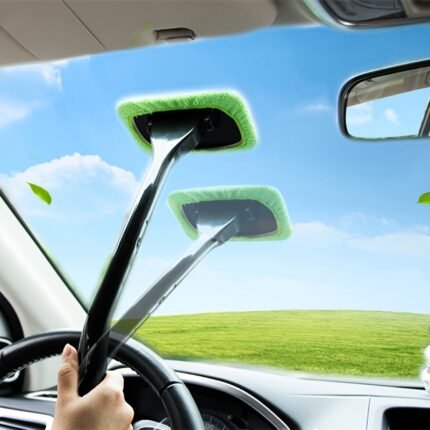 Car Window Cleaning Brush Kit Windshield Cleaning Tool Interior Auto Glass Rain Scraper Long Handle Car Accessories