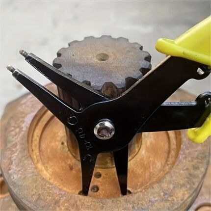 Dual-Purpose Snap Ring Pliers - Durable Steel, Internal & External Spring Disassembly Tool With Black Handle And Yellow Grip For Diy And Professional Repairs