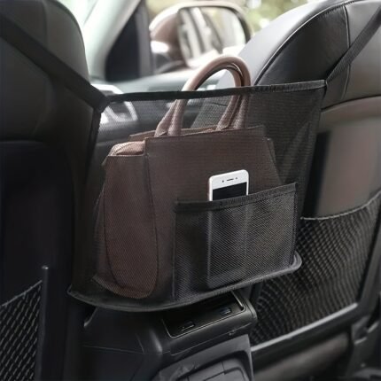 Large Capacity Car Seat Mesh Bag, Dog Bag Between Handbag Purse Clip Bag Organizer Storage Pet Net Back Seat