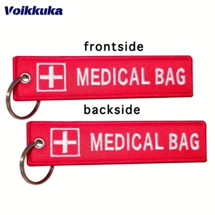 Eye-Catching Red Cross Embroidered Motorcycle Keychain ? Compact, Durable, Perfect For Everyday Use