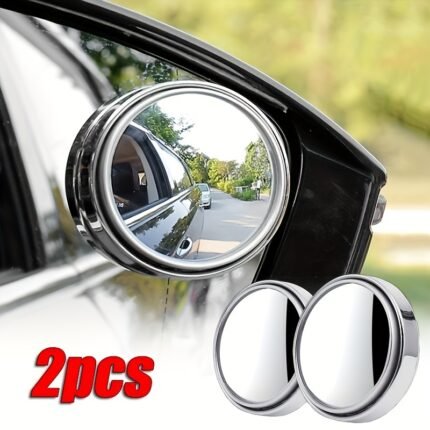 A Pair Of 2Pcs Car Rearview Mirror Small Round Mirror Reversing Artifact Blind Spot High-Definition Auxiliary Mirror 360-Degree Multi-Function Blind Spot Mirror