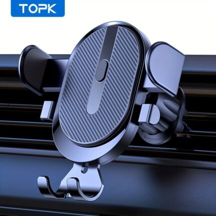 Car Phone Holder Mount, Topk [Upgrade Auto Locking] Universal Phone Holder With Hook Clip For Car Air Vent Compatible With Iphone Etc.