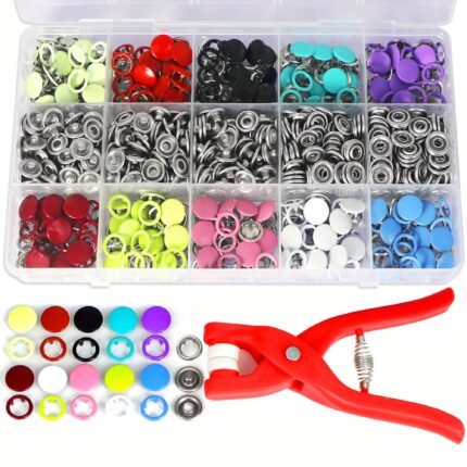 200 Sets Snap Fasteners Kit Tool, Metal Snap Buttons Rings With Fastener Pliers Press Tool Kit For For Sewing And Crafting 10 Colors