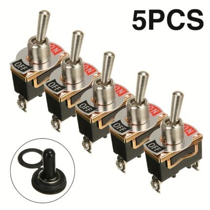 5Pcs Heavy Duty Car Boat Rocker Toggle Switch, 15A 250V 2Pin Spst On/Off Rocker Switches, With Boot Spst Rocker Switch