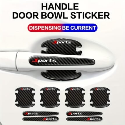 8Pcs Car Accessories Universal Anti-Collision Anti-Scratch Strips Door Bowl Door Handle Handle Carbon Fiber Decoration Cover Auto Parts