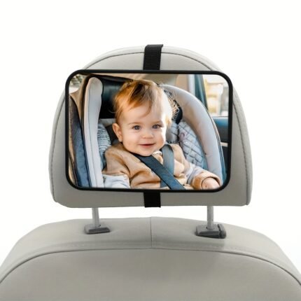 A Car Mirror Designed For Rear-Facing Infants That Is Crash-Tested And Shatter-Resistant, Providing A Broad And Clear View.
