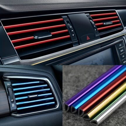 10Pcs 20Cm Car Air Conditioning Outlet Decoration Strip U-Shaped Chrome Pvc Colorful Shiny Car Decoration Strip Car Decoration