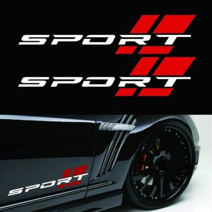 2Pcs Set Of Sports Letter Logo Vinyl Stickers, 40.64 Cm, New 40.64 Cm Sports Logo Car Truck Side Mudguard Stickers, Rear Trunk Logo Stickers, Car Decoration Accessories