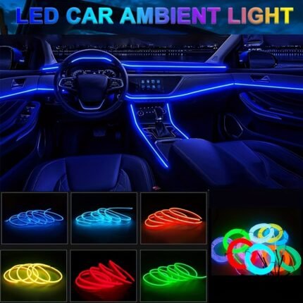 2M Car Interior Led Decorative Lamp El Wiring Neon Strip For Auto Diy Flexible Ambient Light Usb Party Atmosphere Diode