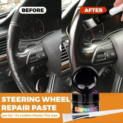 30G Steering Wheel Repair Paste - Black Plastic Restoration Wax For Car Seat & Dashboard Scratch Repair, Abs Material, Easy Application With Sponge Or Brush