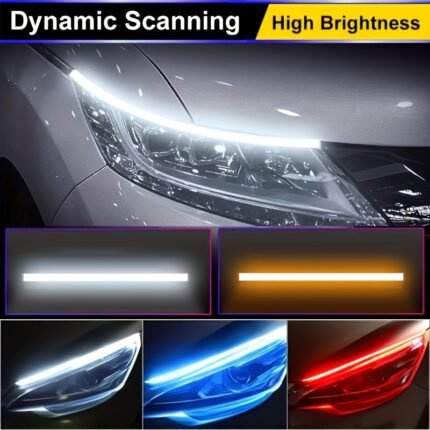 Newest 60Cm/24Inch 2Pcs Led Car Decorative Lights Flexible Strip Auto Ambient Lighting 12V Car Lights