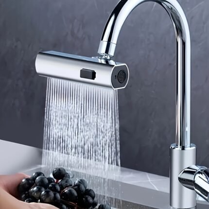 1Pc Stainless Steel Rv Kitchen Faucet With Water-Saving Aerator, 3 Flow Modes, Pressure Boosting Extension, Splash-Proof Nozzle, Polished Finish, Modern Kitchen Faucet | Kitchen Sink Faucet, 3-In-1 360? Rotating Waterfall Kitchen Faucet Rv Kitchen Faucets