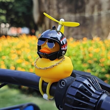 Cool Set Of Rubber Duck Helmet Handle Accessories, With Propeller And Glasses, Street Sports Bicycle Pvc Decoration, Unique Gift Idea