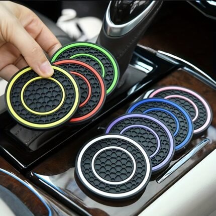 2Pcs Double Circle Universal Car Cup Holder Coasters, Non-Slip And Anti-Dust Insert Auto Car Cup Mat, Car Vehicle Interior Accessories