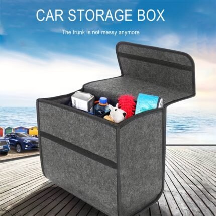 1Pc Car Storage Box Felt Small Trunk Storage Portable Car Foldable Storage Box