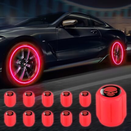 10Pcs Luminous Tire Valve Stem Caps For Cars, Motorcycles, Bicycles, And Trucks - Fluorescent Red Wheel Valve Covers, Anti-Leakage, Durable Abs Material, Enhances Nighttime Visibility, Tire Valve Caps