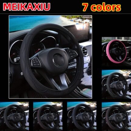 Pu Leather Three-Dimensional Pressure Hole Without Inner Ring Car Steering Wheel Cover Suitable For 37-38Cm Car Accessories For All Seasons