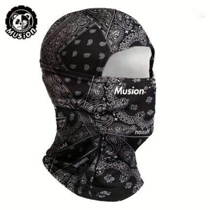 Musion Balaclava Full Face Mask, Breathable Mesh Polyester Hood, Paisley Bandana Headwear For Motorcycling, Airsoft, Riding, Knitted With Buckle Closure - Adult Size, For Off-Road Motorcycles