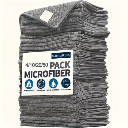 4/10/20/50 Pack Microfiber Cleaning Cloth, Bulk Microfiber Towel For Home, Reusable And Lint Free Cloth Towels For Car