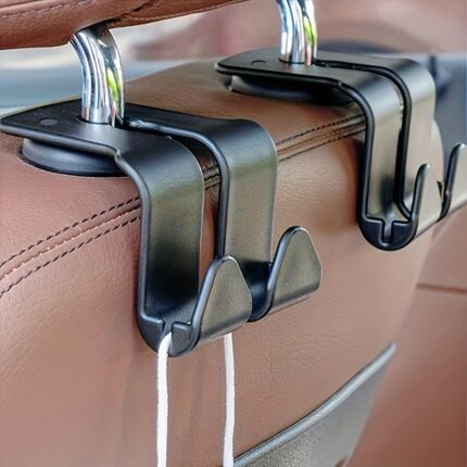 2Pcs Heavy-Duty Car Seat Back Hooks, Multi-Functional Dual Storage Clips, Space-Saving Vehicle Organizer, Pvc Material, Fit For Various Car Models - Ideal For Hanging Bags And Accessories, Incar Hook System|Robust Construction|Secure Clip Design