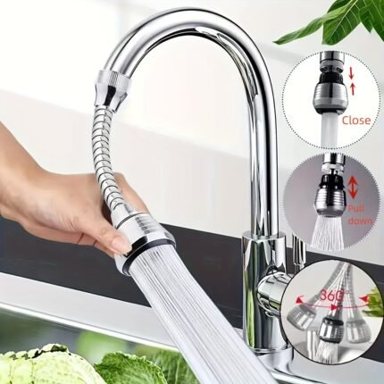 1Pc 360? Rv Home Kitchen Faucet Aerator, Kitchen Faucet Extender, Washing Sink For Washing Fruits And Vegetables, Balcony Sink Splash-Proof Universal Swivel Basin Faucet, Water Saving Nozzle Head Bathtub Shower Faucet Sink Accessories. Rv Kitchen Faucets