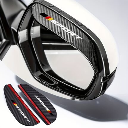 2-Pack Carbon Fiber Car Mirror Wind Deflectors - Fit Aerodynamic Design, Weather-Resistant Exterior Accessories For Enhanced Visibility & Style, Car Mirror Upgrade | Modern Car Decor | Sleek Construction, Wind Deflectors For Cars