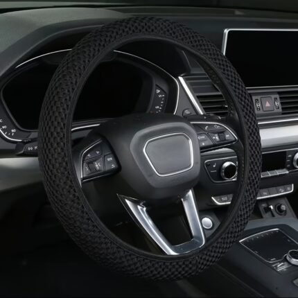 Breathable Ice Silk Steering Wheel Cover - Non-Slip, Stretch Fit For Easy Installation, Sweat Absorbing, Coarse Mesh Fabric In Black, Red, Grey, Beige - Fit For Most Cars, Vehicle Control Grip | Textured Grip Cover | Easyinstall Cover