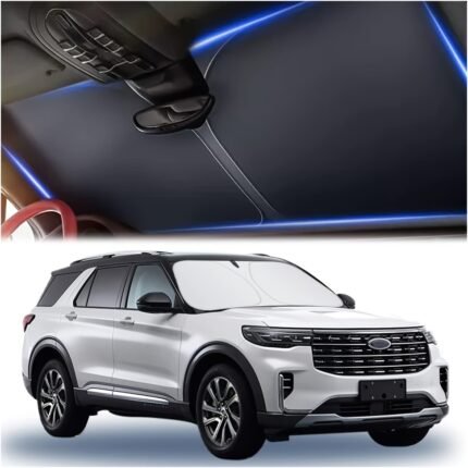 240T Thick Titanium Silvery Uv-Blocking Car Sunshade - Fit For Cars, Trucks & Suvs, Keeps Interior Cool With Storage Bag