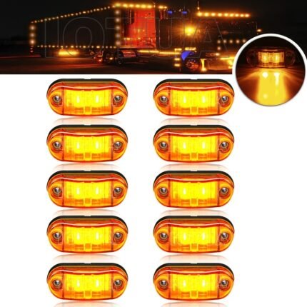 10Pcs Universal Led Marker Lights For Trucks, Rvs, Buses, Trailers, Vans, Caravans, Boats - 12V-24V Amber/Red/White Indicator Bulbs, Rear Placement, Hard Wiring, Motor Vehicle Led Lights, Without Battery