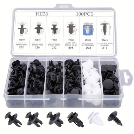 100Pcs Eafc Bumper Retainer Clips, Most Popular Sizes, Car Plastic Rivets Fasteners, Push Retainer Kit, Auto Push Pin Rivets Set - For Door Trim Panel, Fender