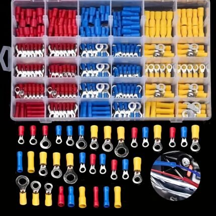 102Pcs Universal Electrical Crimp Terminal Set - Assorted Wire Cable Connector Kit With Insulated Ring Fork Spade Butt Connectors For Automotive & Marine Wiring - Uncharged, No Battery Inclfor Uded