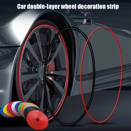 4Pcs Universal Fit Car Rim Protector Strips, 195.0Cm Abs Wheel Trim Decoration Strips, Front Part Location, Anti-Collision Rubber Guards, Tire Protection Rings
